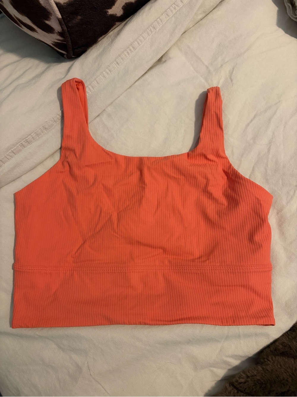 Nike Yoga Ribbed Coral Square-Neck Crop Tank